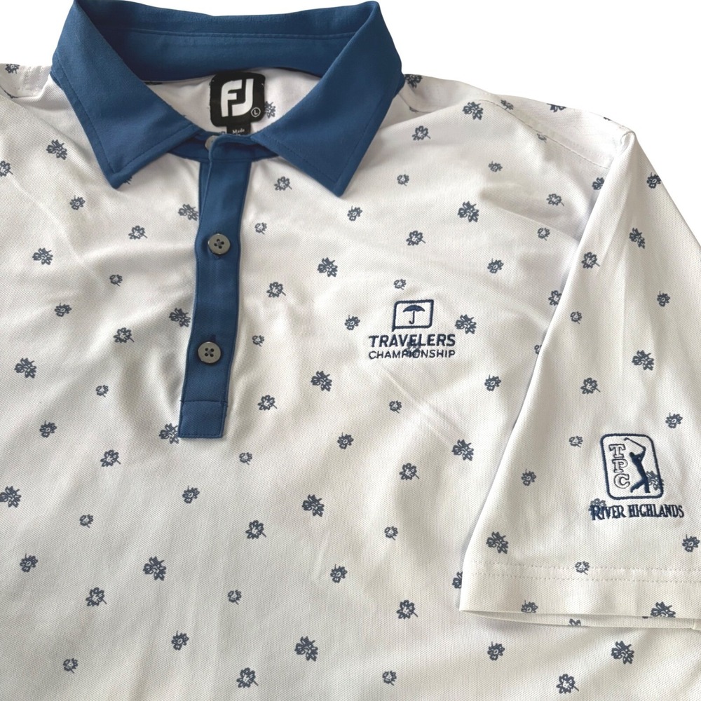 FootJoy Travelers Championship Polo Shirt Large TPC River Highlands Golf Floral